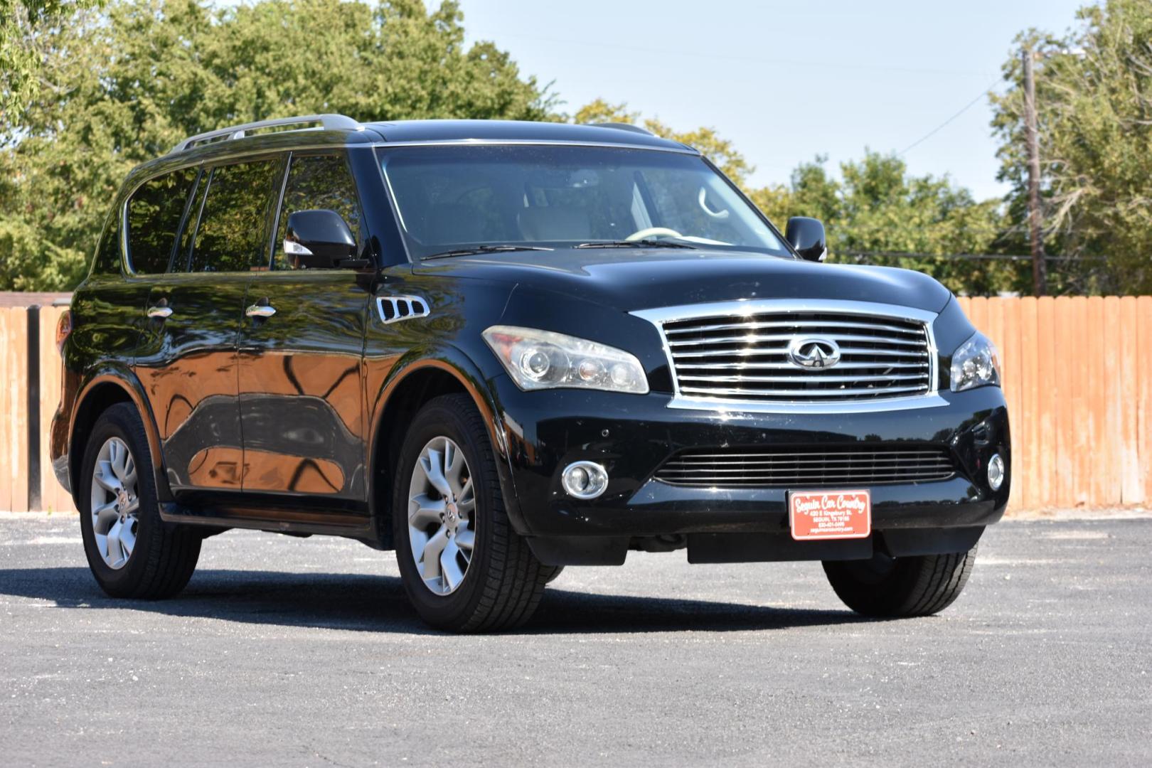 2012 BLACK /TAN Infiniti QX56 2WD (JN8AZ2NFXC9) with an 5.6L V8 DOHC 32V engine, 5-Speed Automatic transmission, located at 420 E. Kingsbury St., Seguin, TX, 78155, (830) 401-0495, 29.581060, -97.961647 - Photo#0